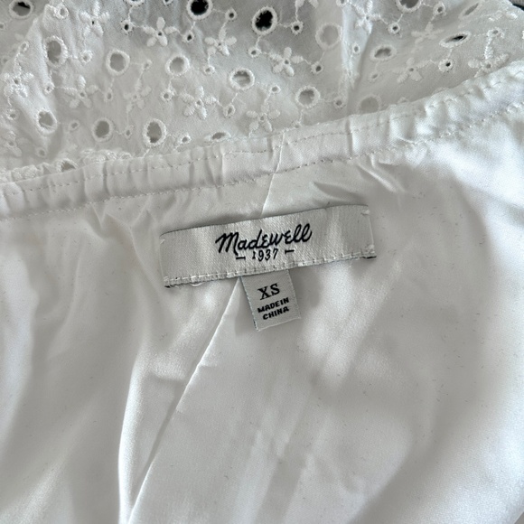 Madewell One-Shoulder White Lace Ruffle Dress with Black Silk Belt Size XS - Picture 9 of 11